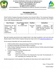 PENGUMUMAN TENDER PEMBANGUNAN IPA 20 LPS DAN REHAB IPA EKSISTING 20 LPS